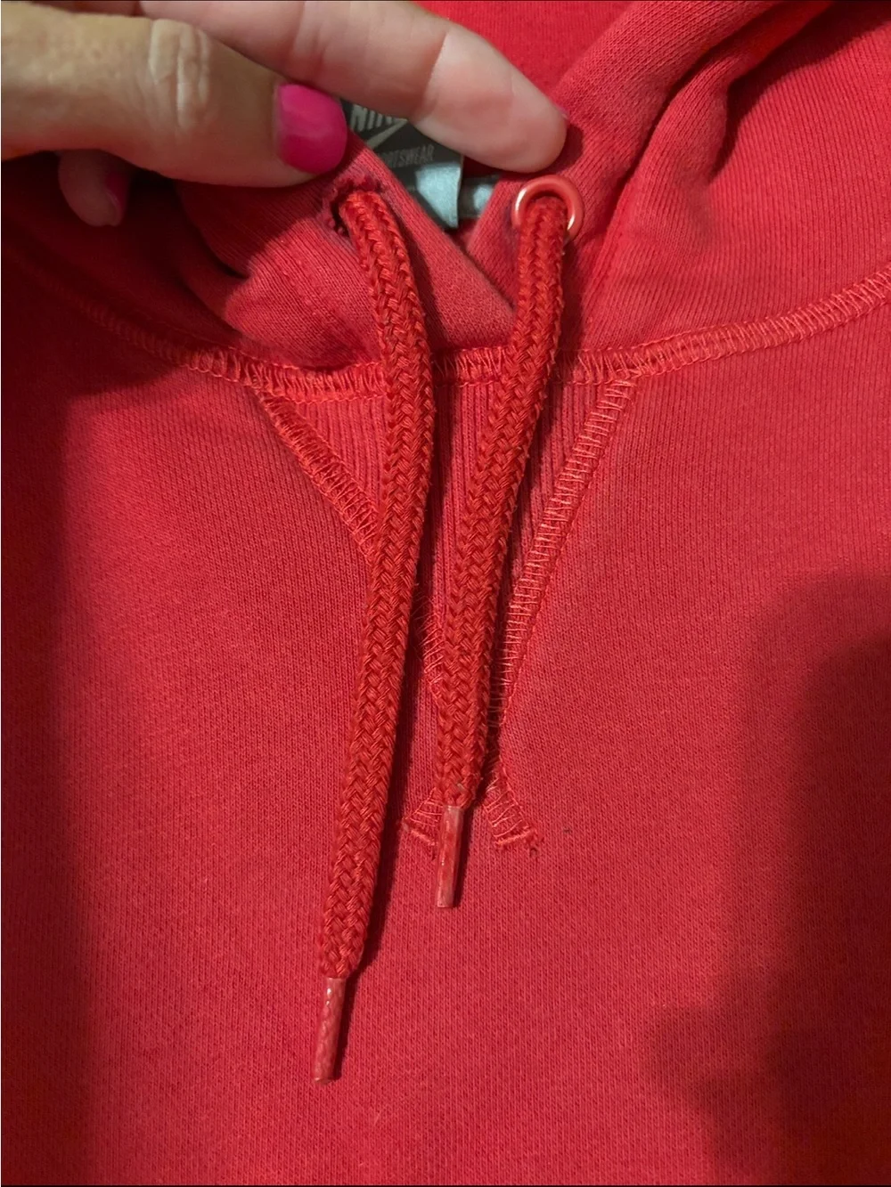 Nike Red Pullover Hoodie with Hood and Kangaroo Pocket